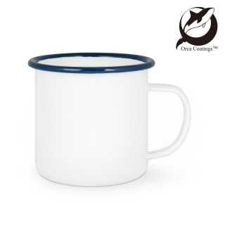 Enamel mug with colored rim