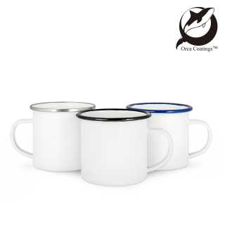 Enamel mug with colored rim