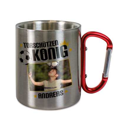 Edelstahltasse mit Karabiner Edelstahltasse mit Karabiner