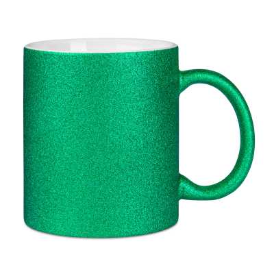 Glitter mug with glitter particles