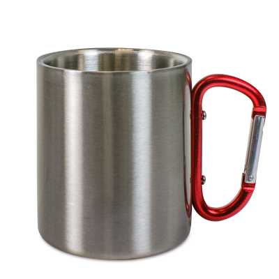 Edelstahltasse mit Karabiner Edelstahltasse mit Karabiner