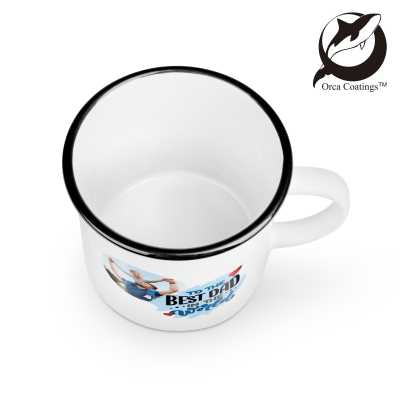 Ceramic mug with colored drinking rim