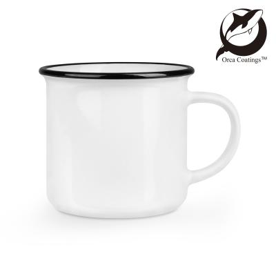 Ceramic mug with colored drinking rim